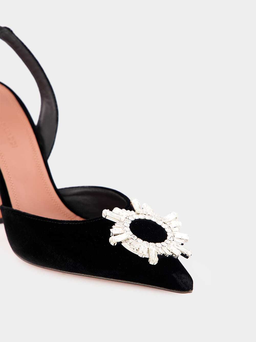 Amina Muaddi Velvet Pumps In Black
