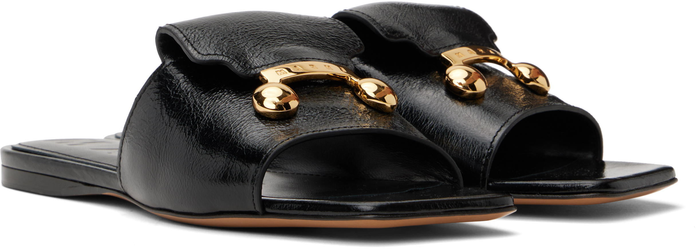 Marni Black Leather Trunkaroo Sandals
