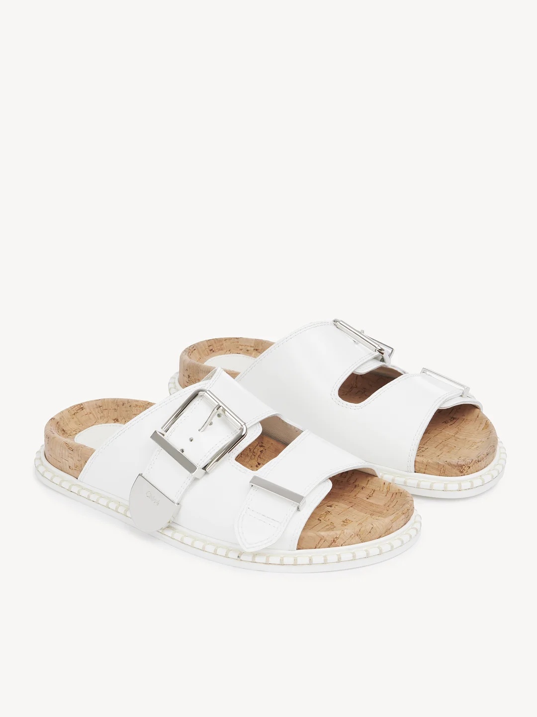 Chloé Clasp Details Slippers In White