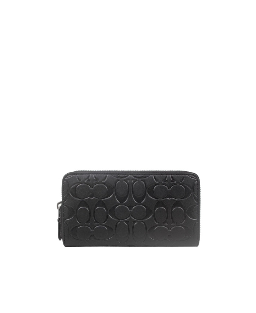 Shop Coach Embossed Zipper Purse In Black