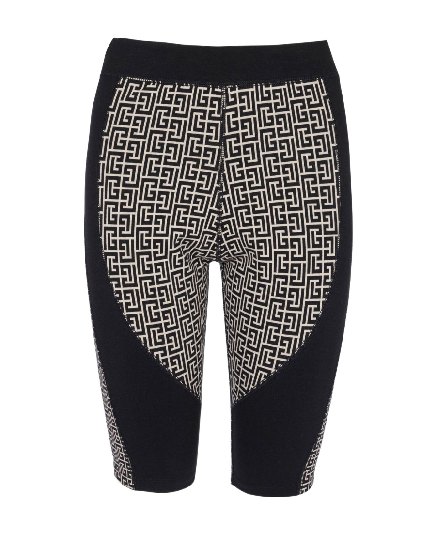 BALMAIN MONOGRAMMED JERSEY CYCLING SHORTS