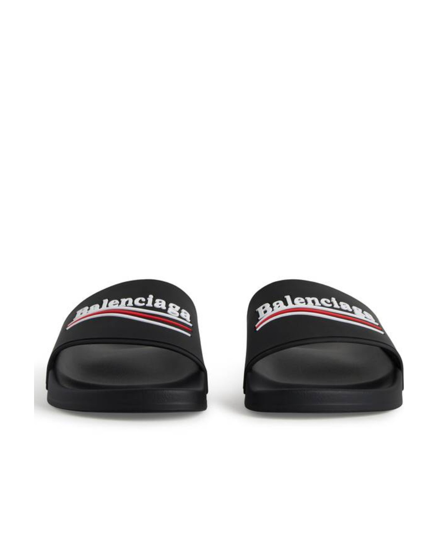 Balenciaga Political Campaign Pool Slides In Black