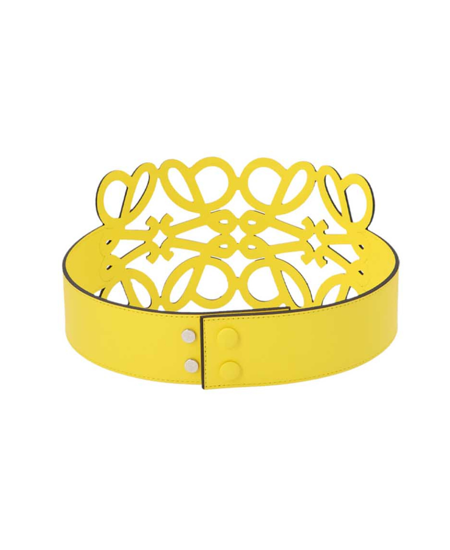 Loewe Hollowed-out Leather Belt In Yellow