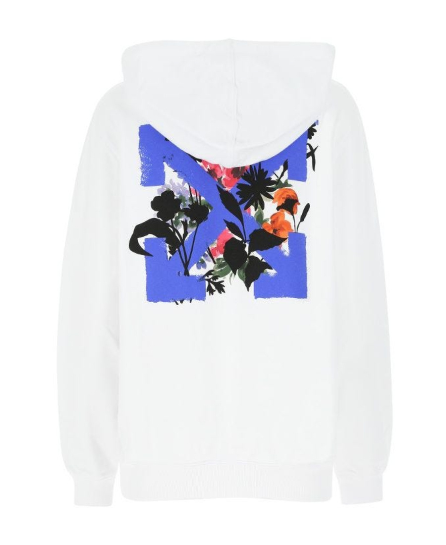 Off-white Flower Arrows Logo Hoodie In White