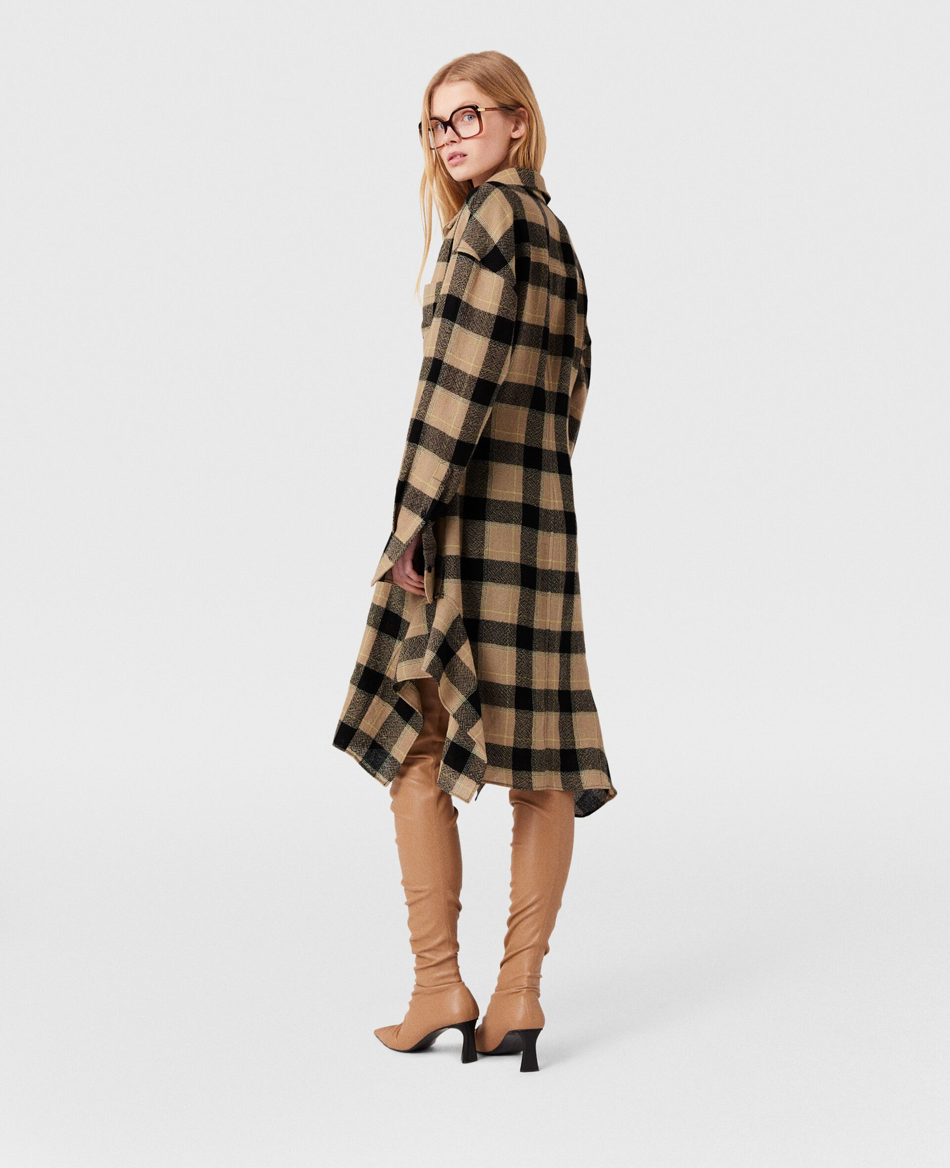 Stella Mccartney Horn Check Medium Length Wool Dress In Green