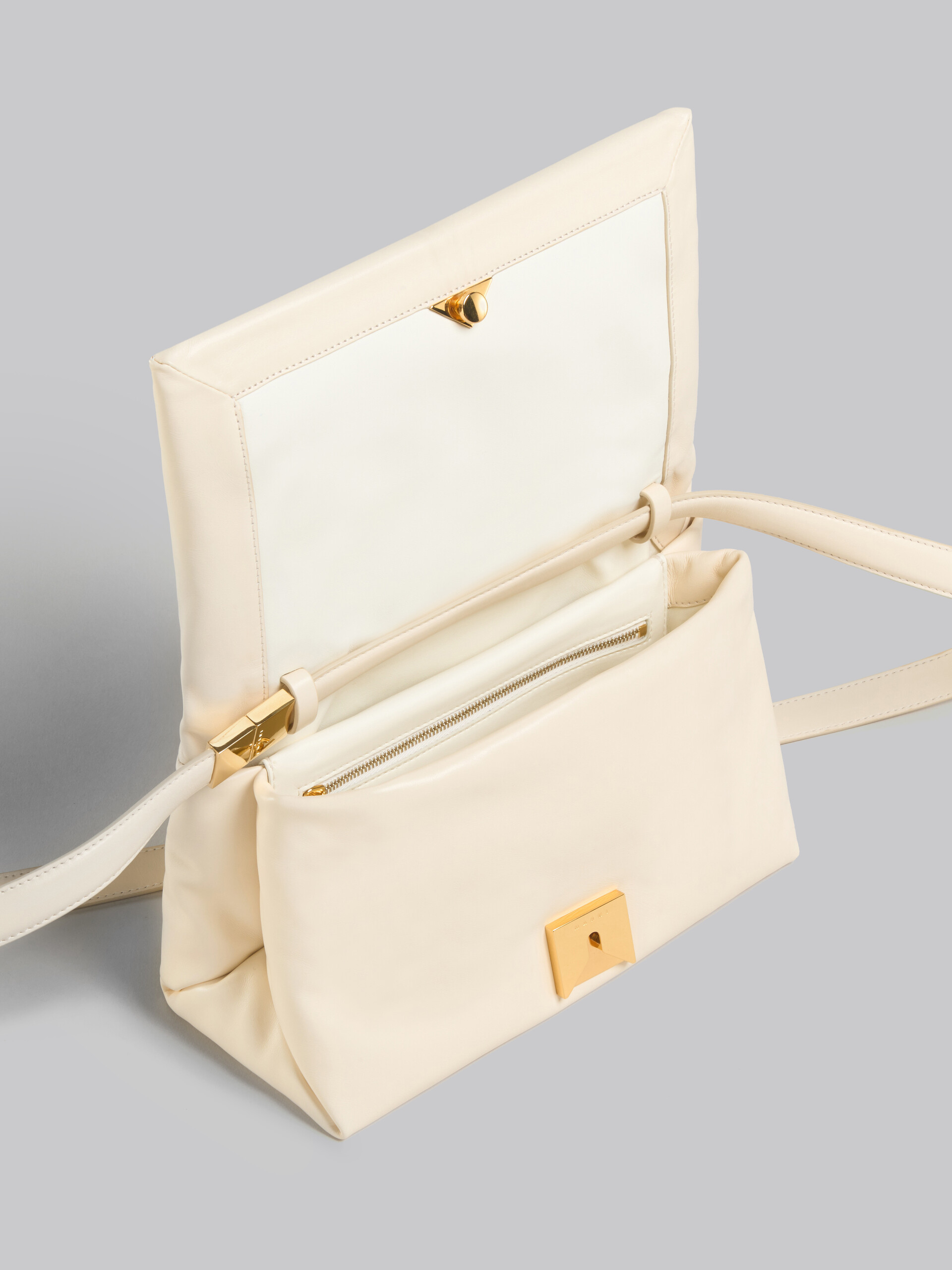 Marni Small Prisma Leather Shoulder Bag In Neutral