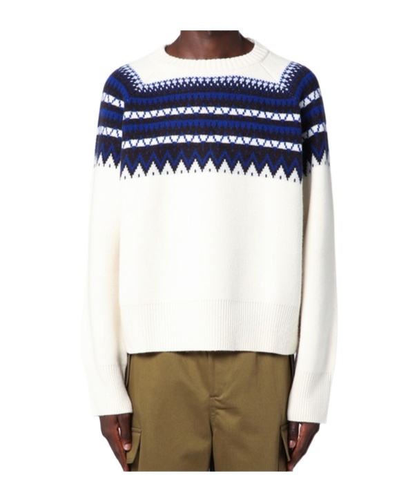 Shop Wales Bonner Mist Fair Isle Sweater In White