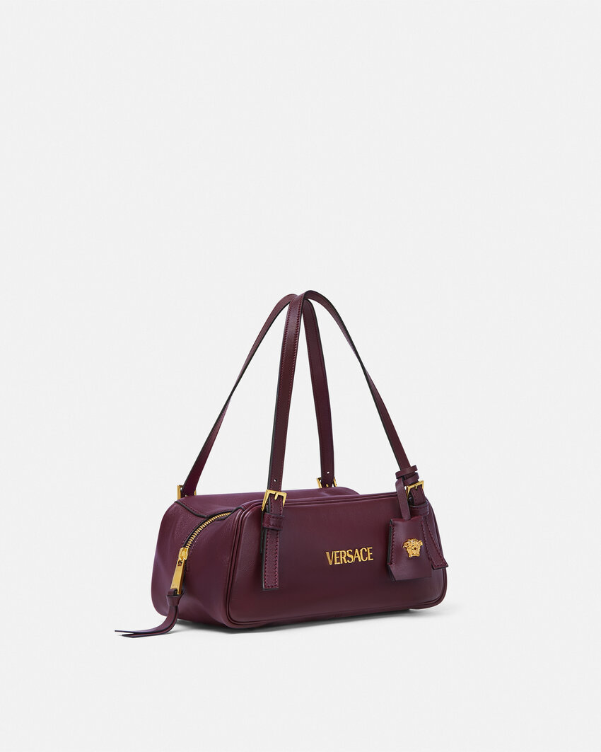 Versace Tag Shoulder Bag In Burgundy