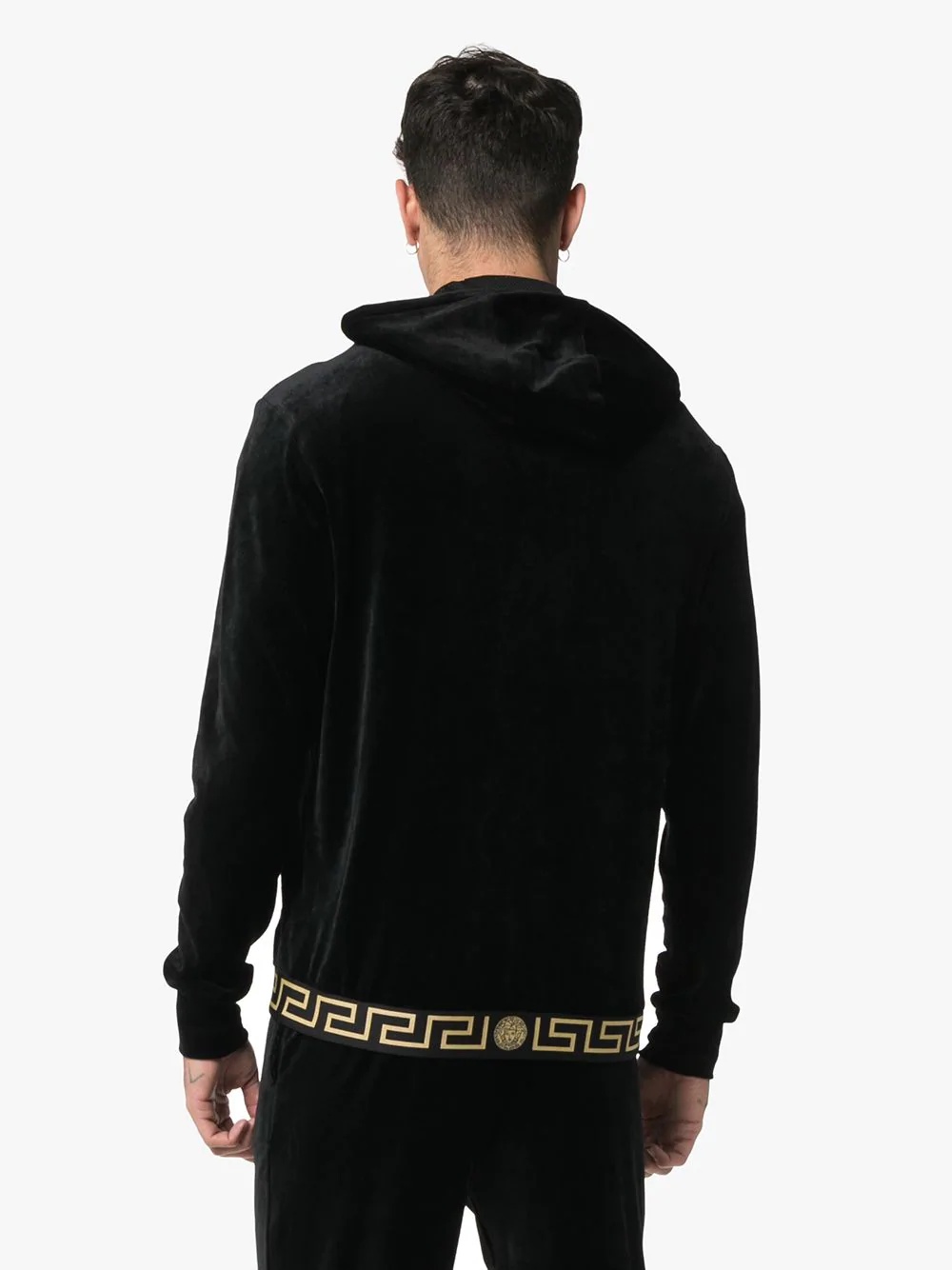 Versace Greco Velvet Casual Jacket In Black