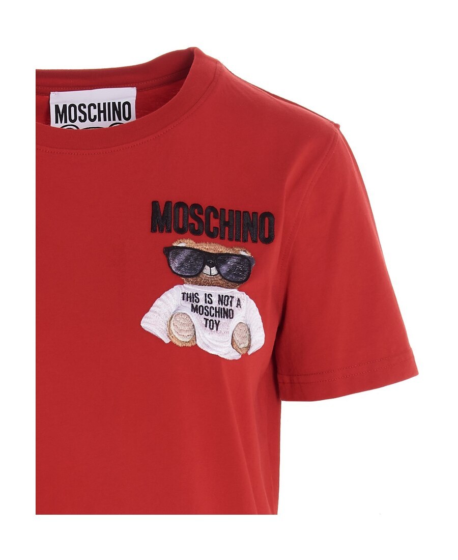Moschino Embroidered Teddy Bear T-shirt In Red