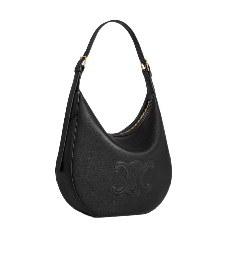 Celine Large Helose Cuir Triomphe Shoulder Bag In Black