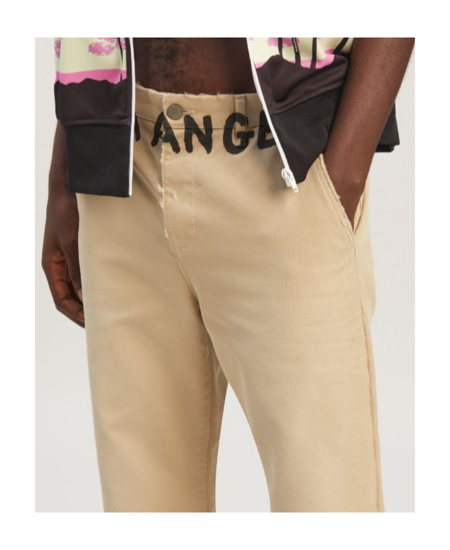 Palm Angels Chino Pants With Logo Branding In Nude