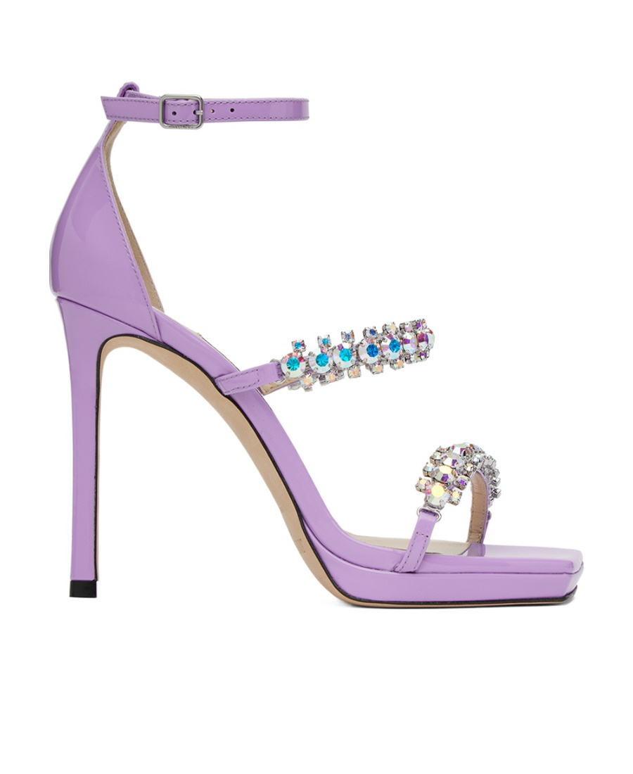 Jimmy Choo Logo High-heeled Sandals In Purple