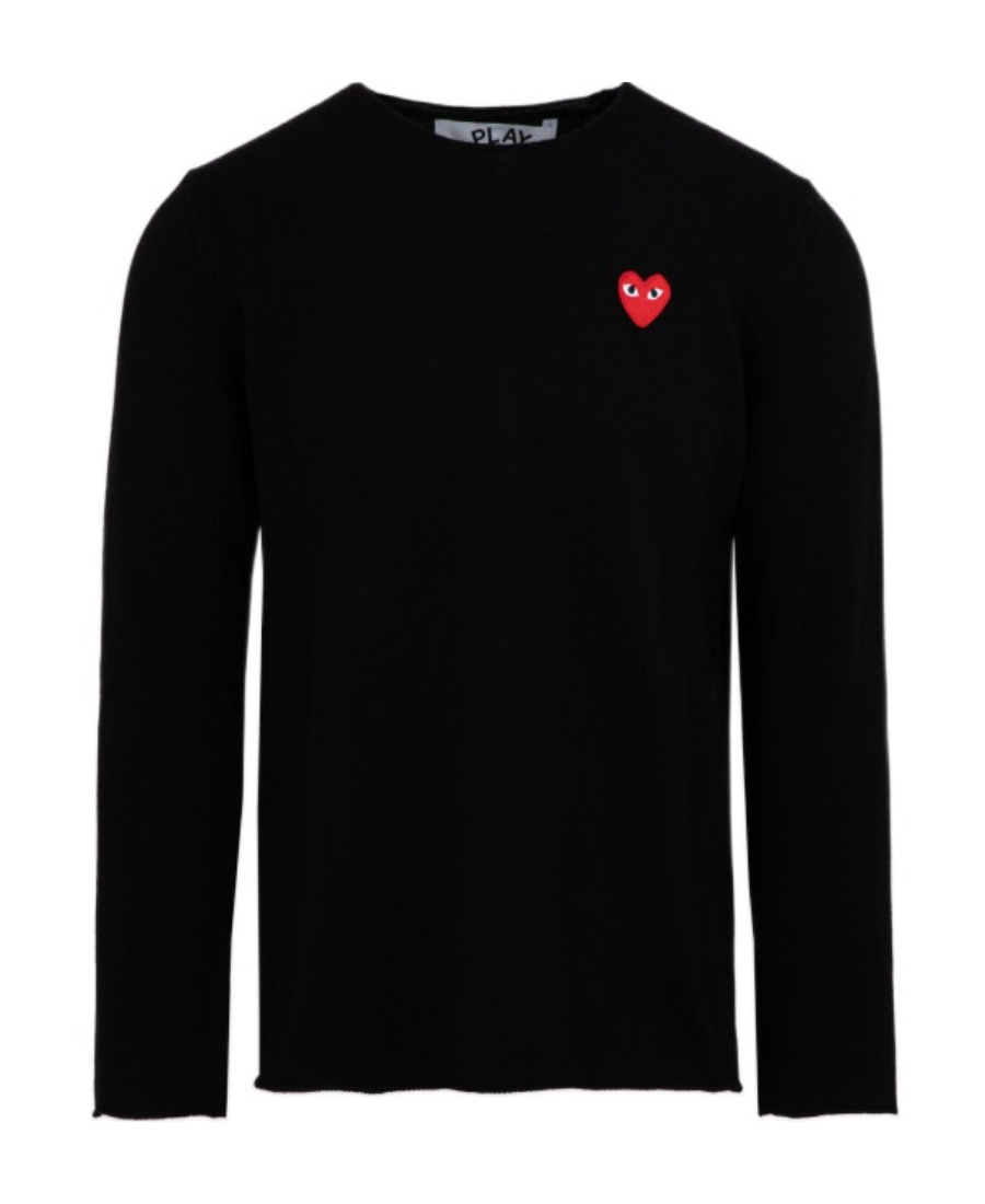 Comme Des Garçons Play Overlapping Heart Long Sleeve T-shirt In Black