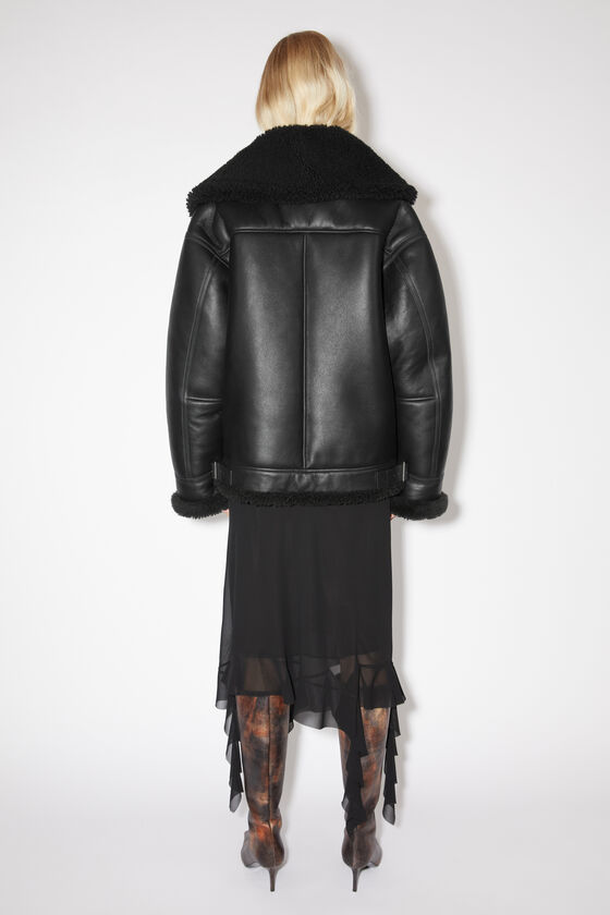 Acne Studios Shawl-collar Leather Biker Jacket In Black