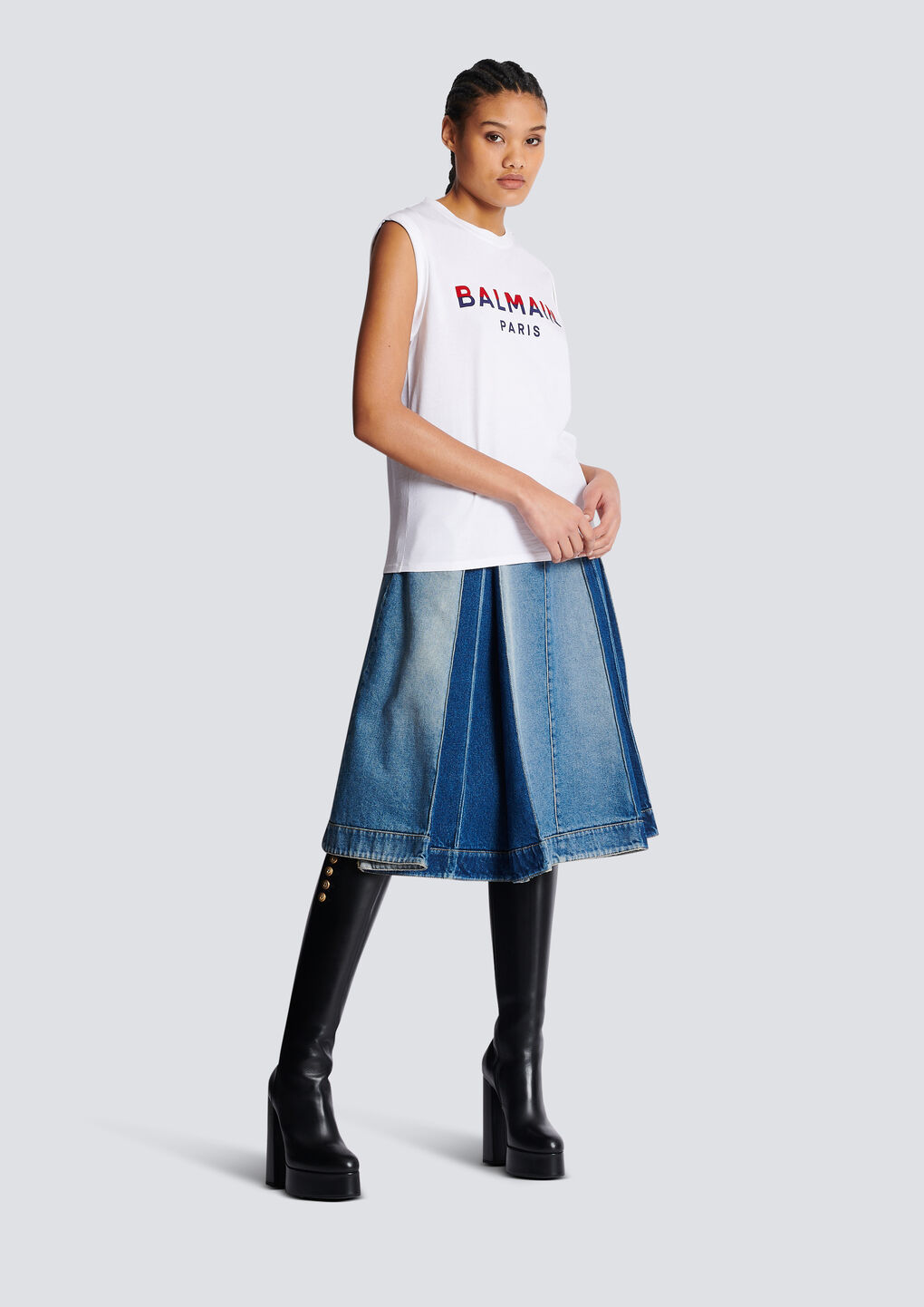 Balmain Flocked-logo Tank Top In White
