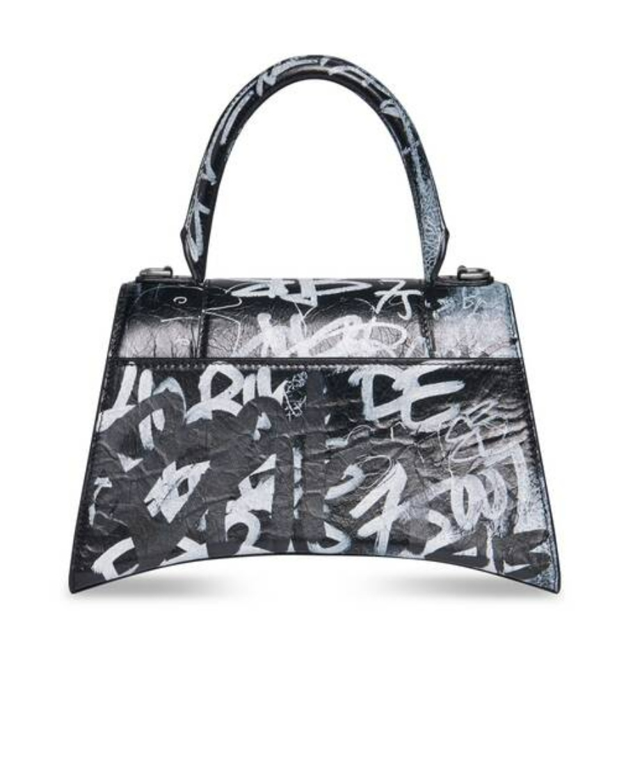 Balenciaga Hourglass S Graffiti-print Tote Bag In Gray