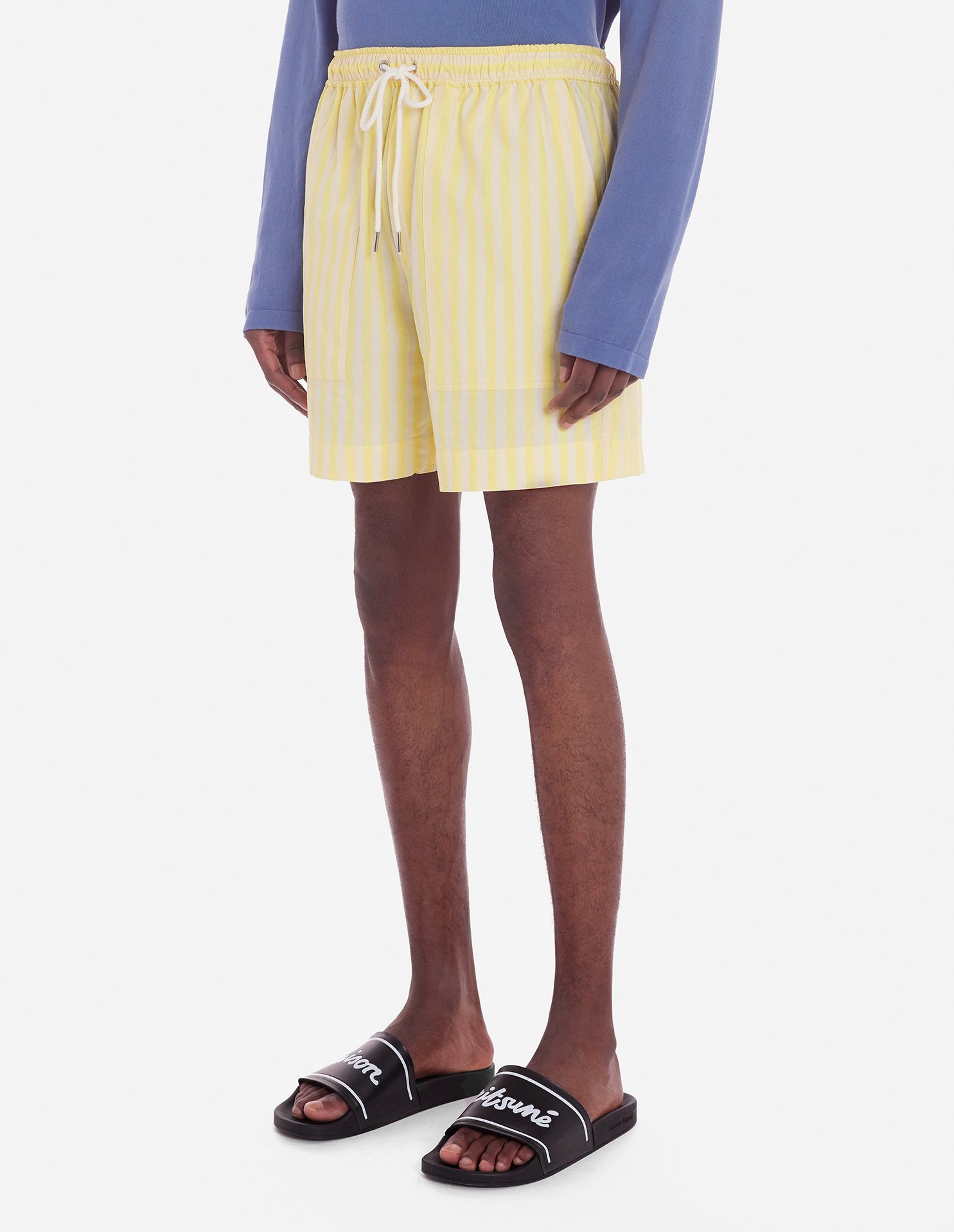 Maison Kitsuné Maison Kitsune Striped Poplin Bermuda Shorts For In Nude