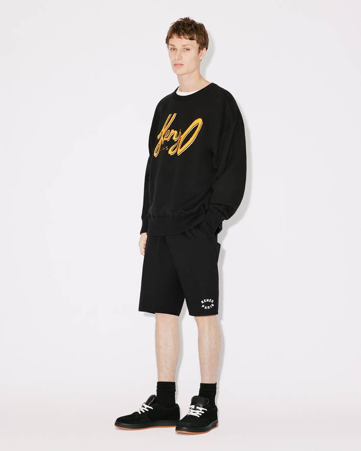Kenzo Logo Oversized Cotton Sweatshirt In Black
