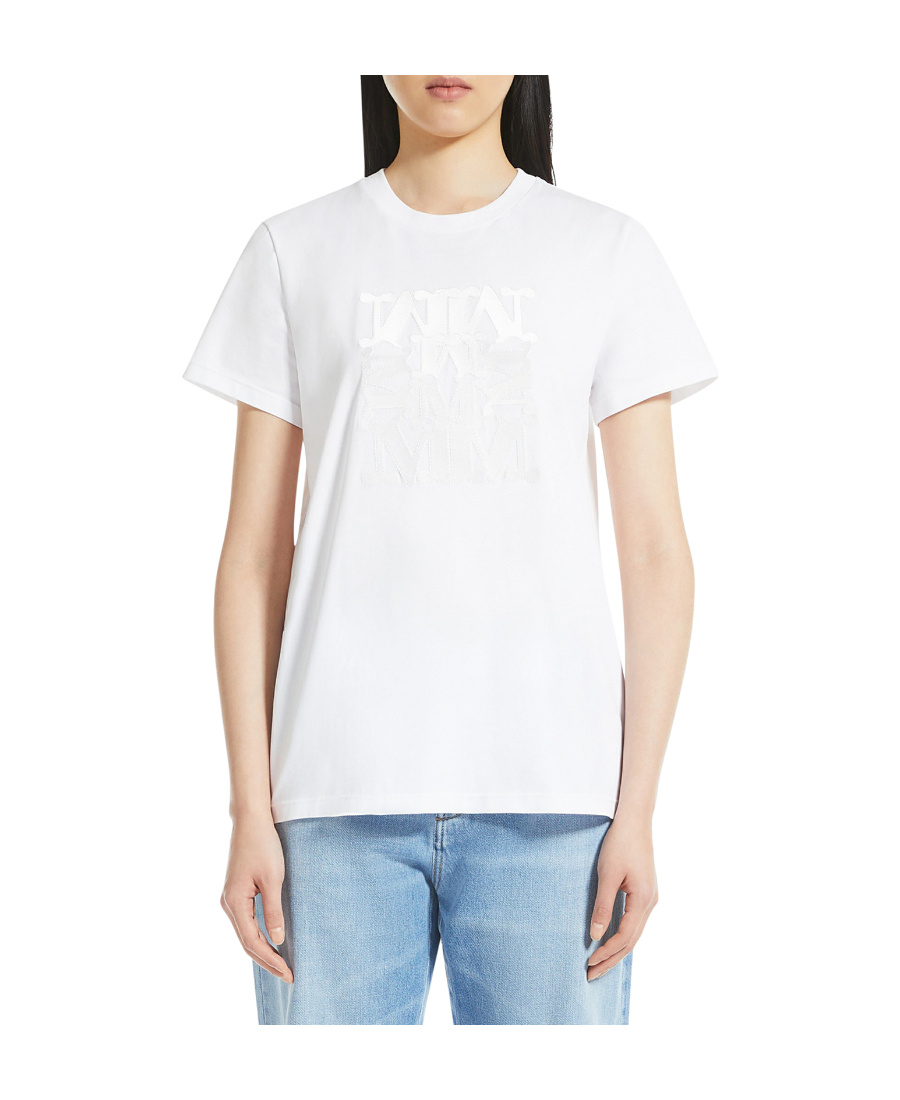 Max Mara Short Sleeve Crew Neck Top In Multi