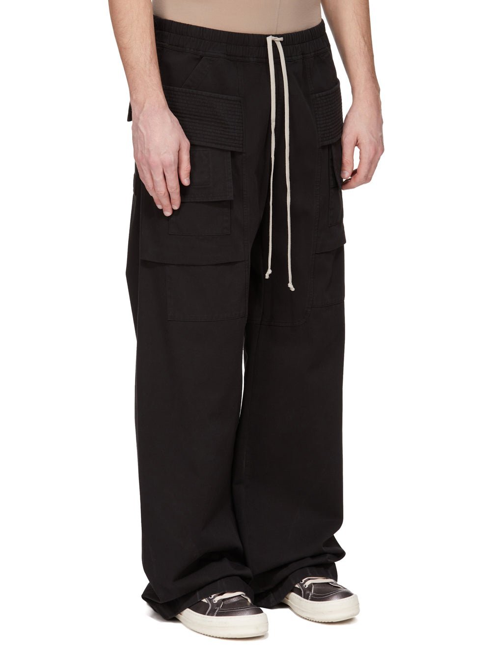 Rick Owens Drkshdw Drkshdw By Rick Owens Creatch Wide Cargo Pants In Black