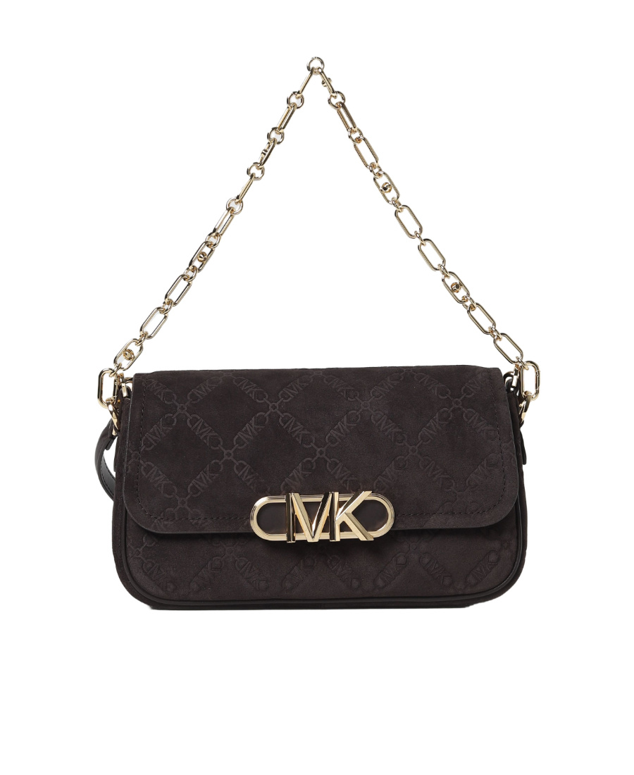 Michael Kors Parker Foldover Top Medium Shoulder Bag In Black
