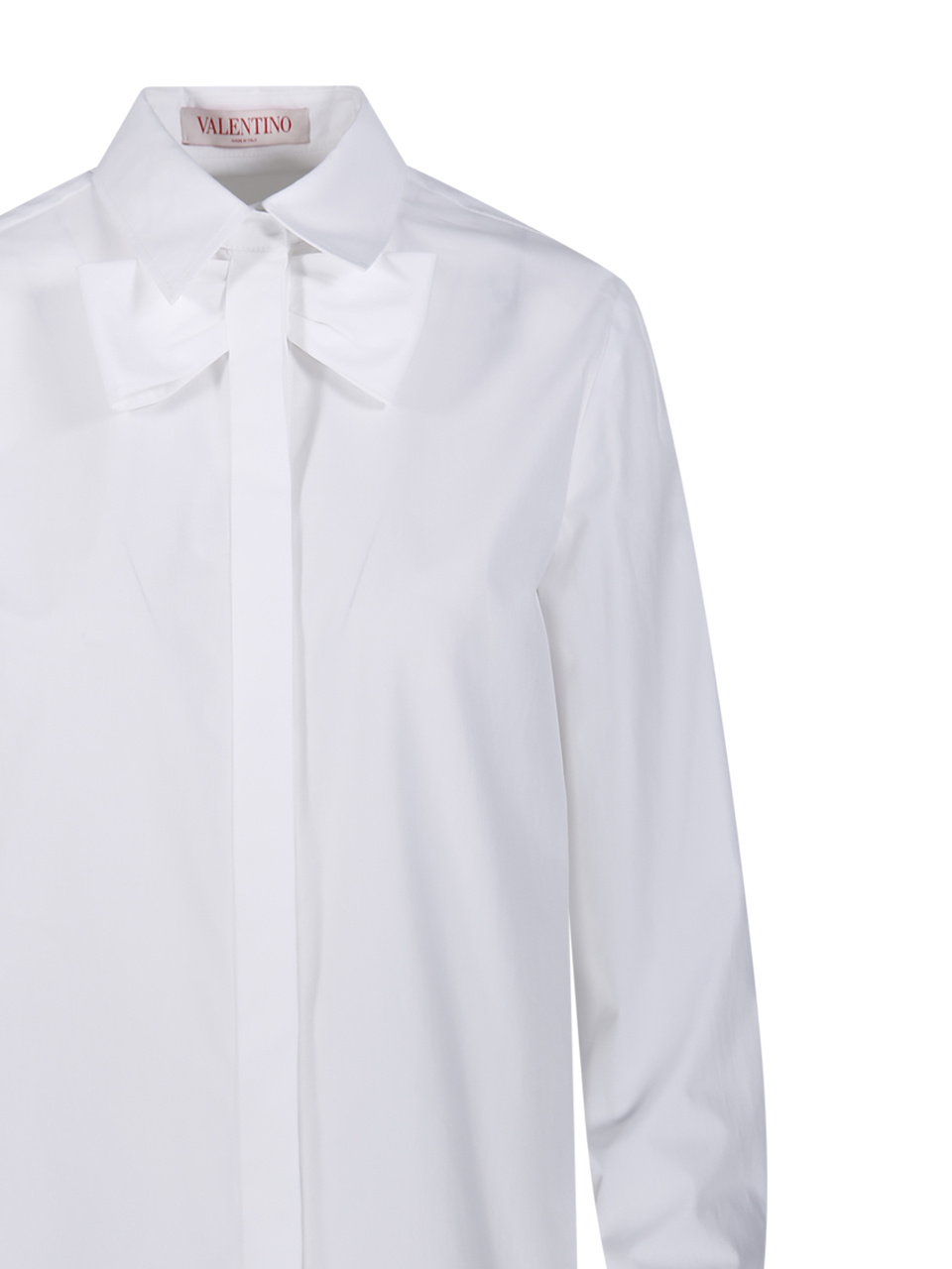 Valentino Cotton Poplin Shirt With Bow Detail In White