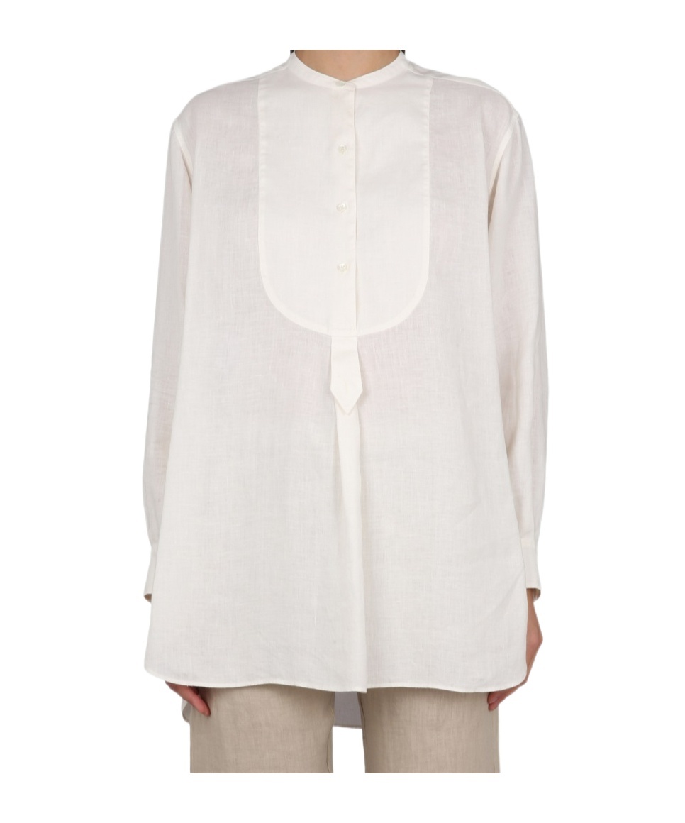 ASPESI COLLARLESS LINEN SHIRT