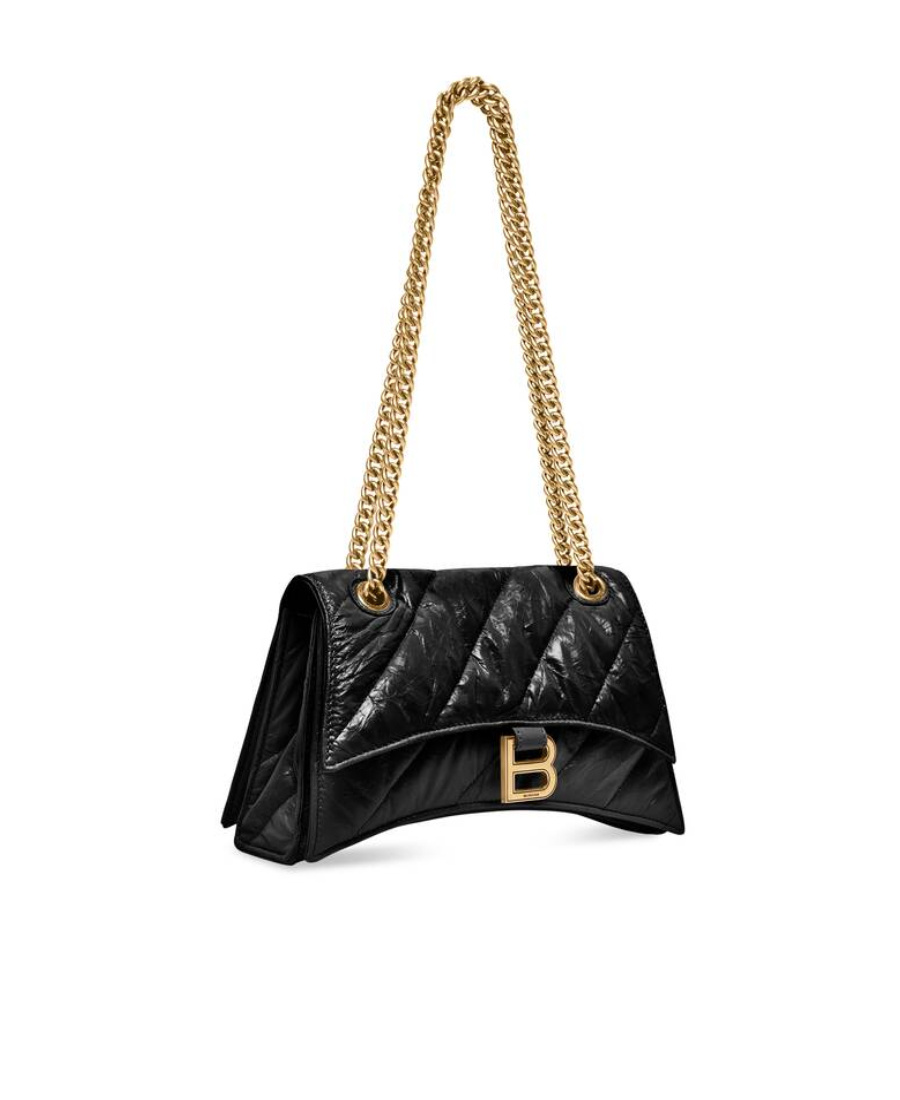 Balenciaga Hourglass S Quilted Shoulder Bag In Black