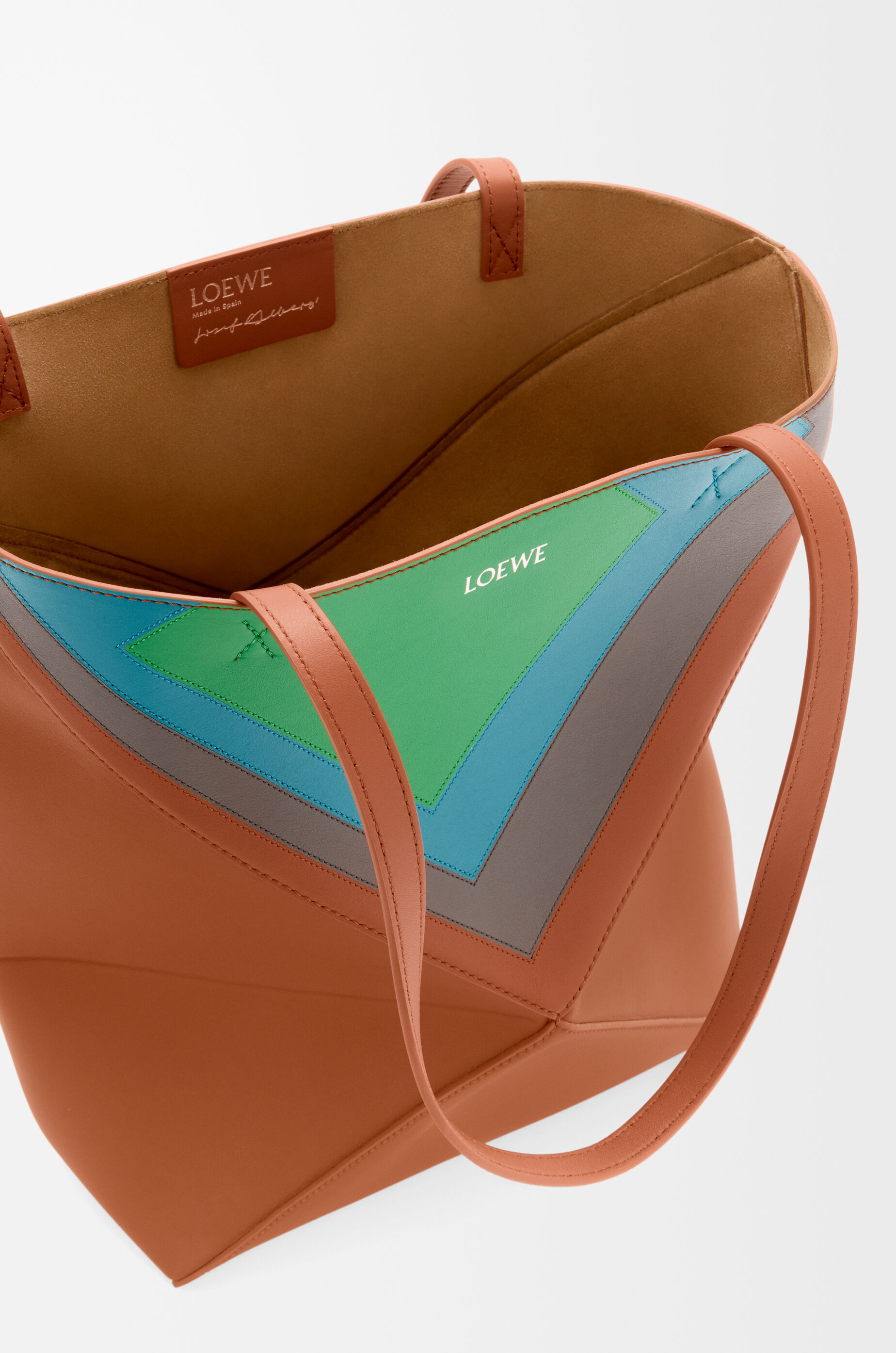 Loewe Puzzle Fold Convertible Medium Leather Tote In Multi