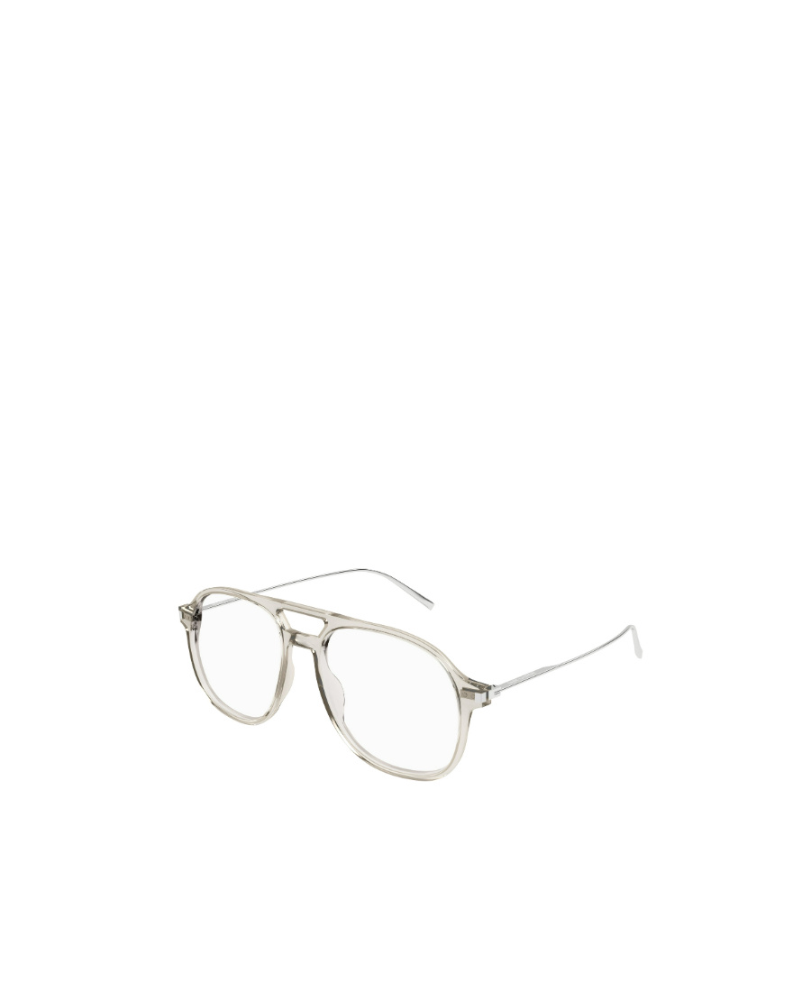 Saint Laurent Logo-debossed Pilot-frame Glasses In Nude