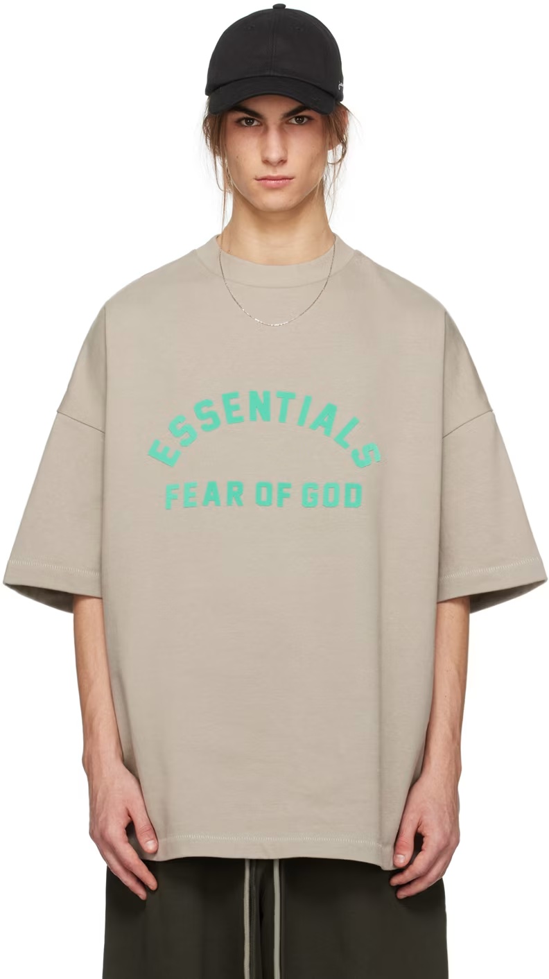 Shop Essentials Logo-print T-shirt In Gray