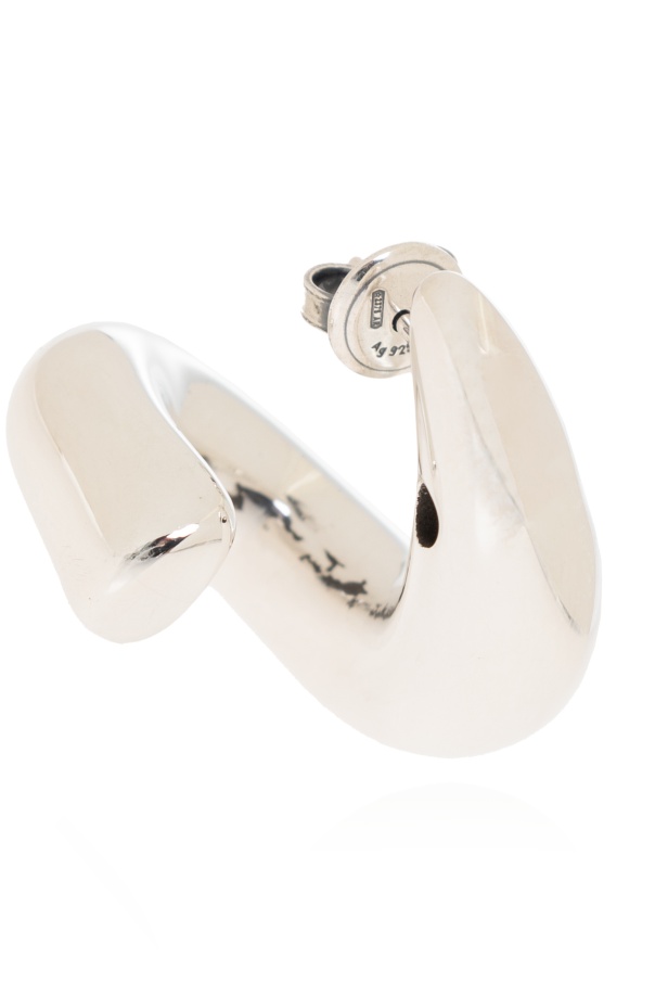 Bottega Veneta Logo Asymmetrical Earrings In White