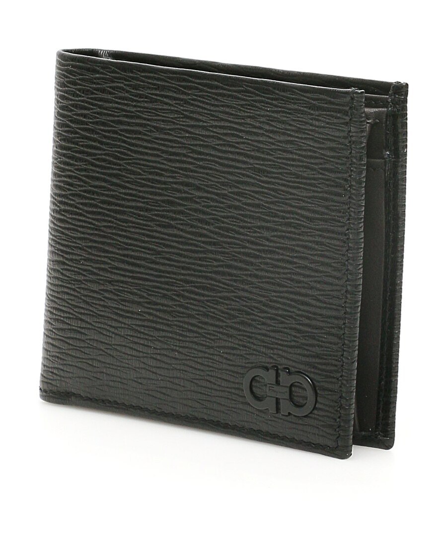 Shop Ferragamo Logo Texture Wallet In Black