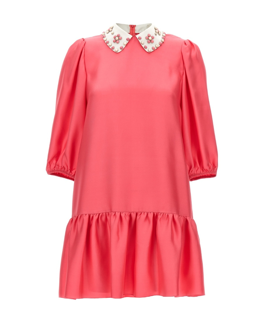 Red Valentino Rivet Collar Dress In Red