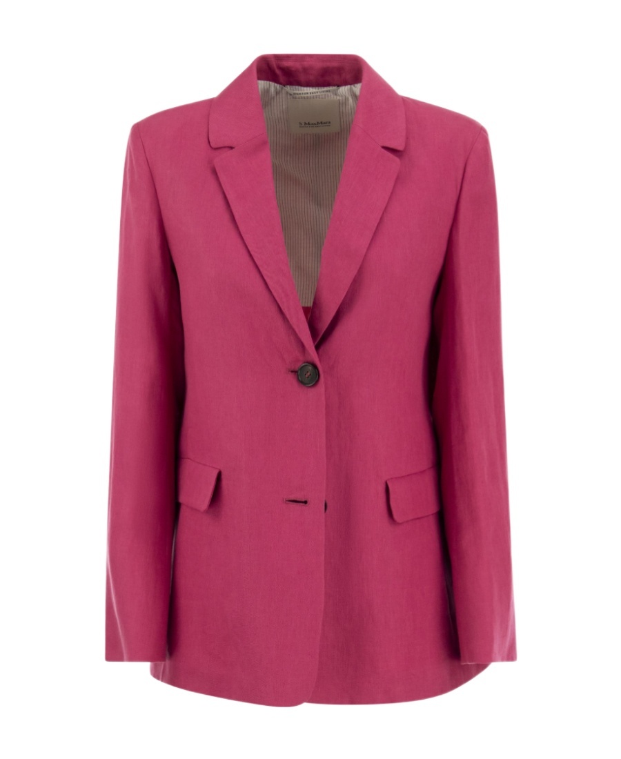 Max Mara Linen Single-breasted Blazer In Red