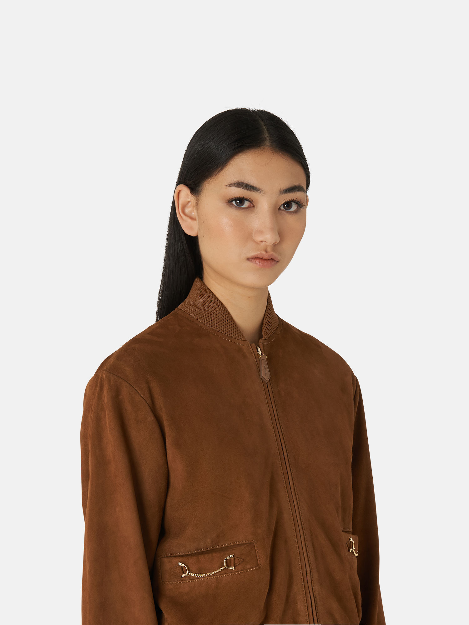 Celine Rectangle Blouson In Suede In Brown