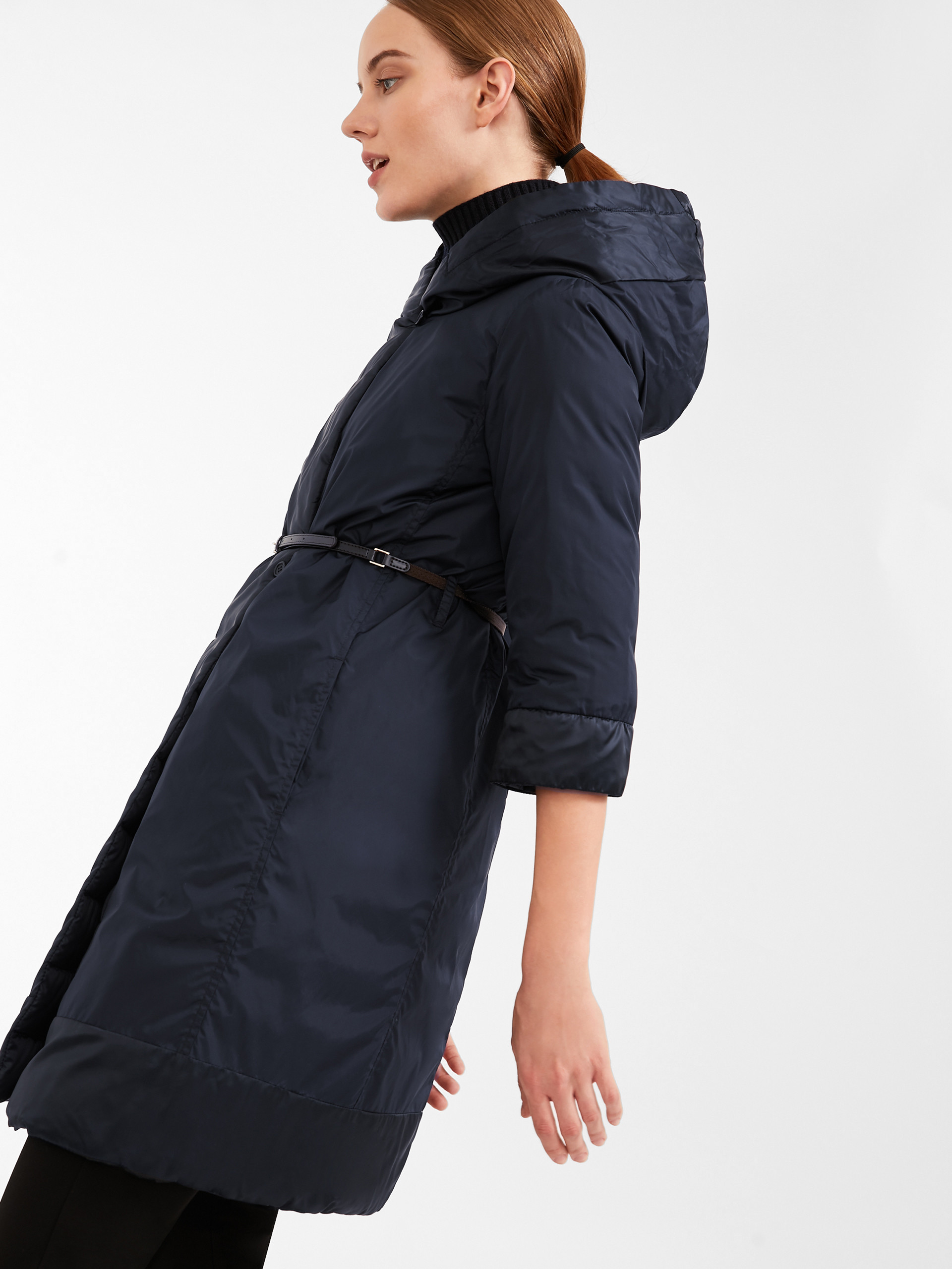 Max Mara Long-sleeved Double-sided Cotton Suit In Black