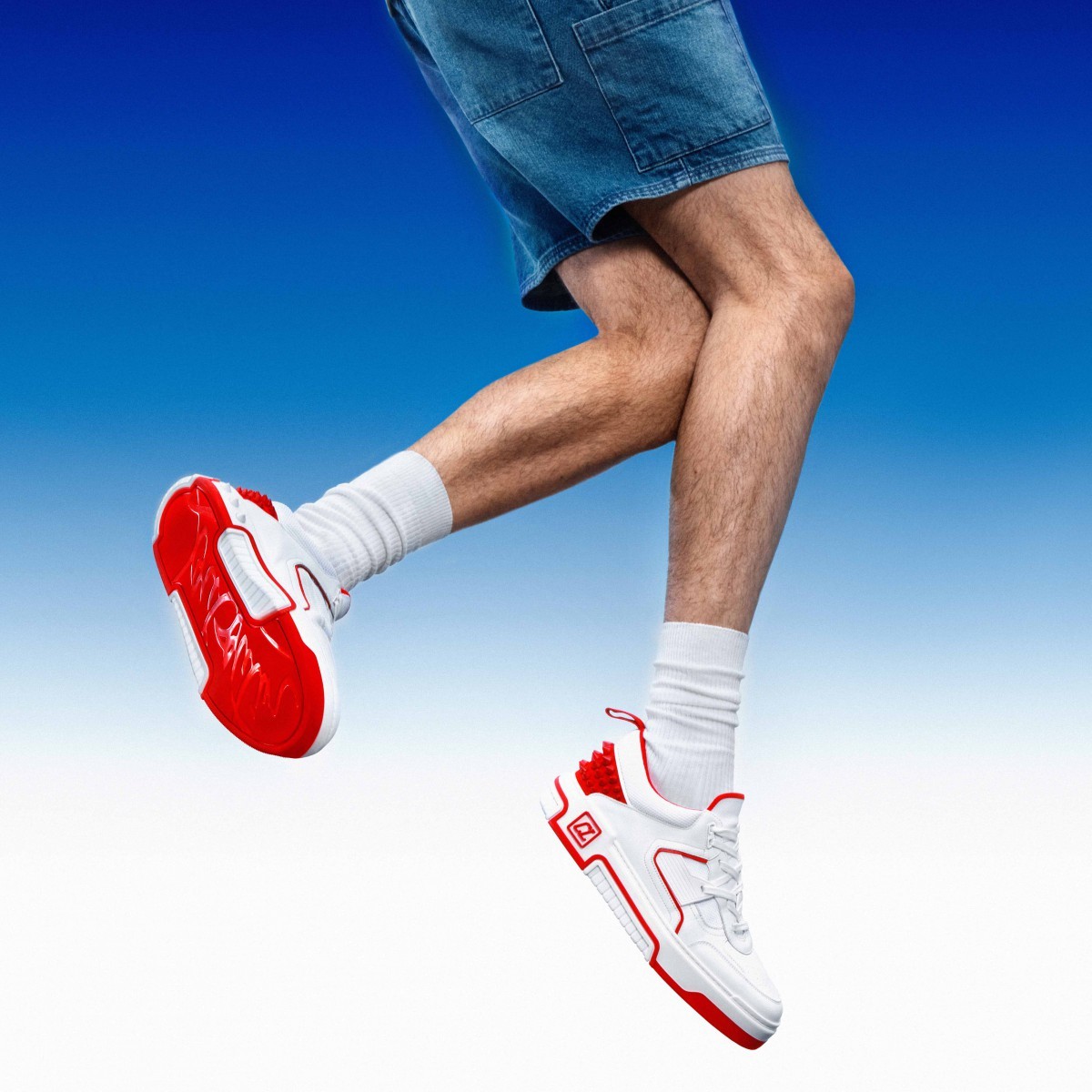 Christian Louboutin Astroloubi Mesh Panelled Sneakers In White
