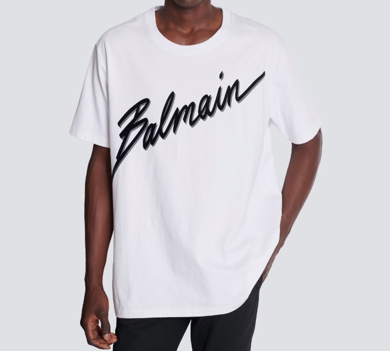 Balmain Men White Crewneck T-shirt With Maxi Logo Lettering On The Front In Cotton Man In White