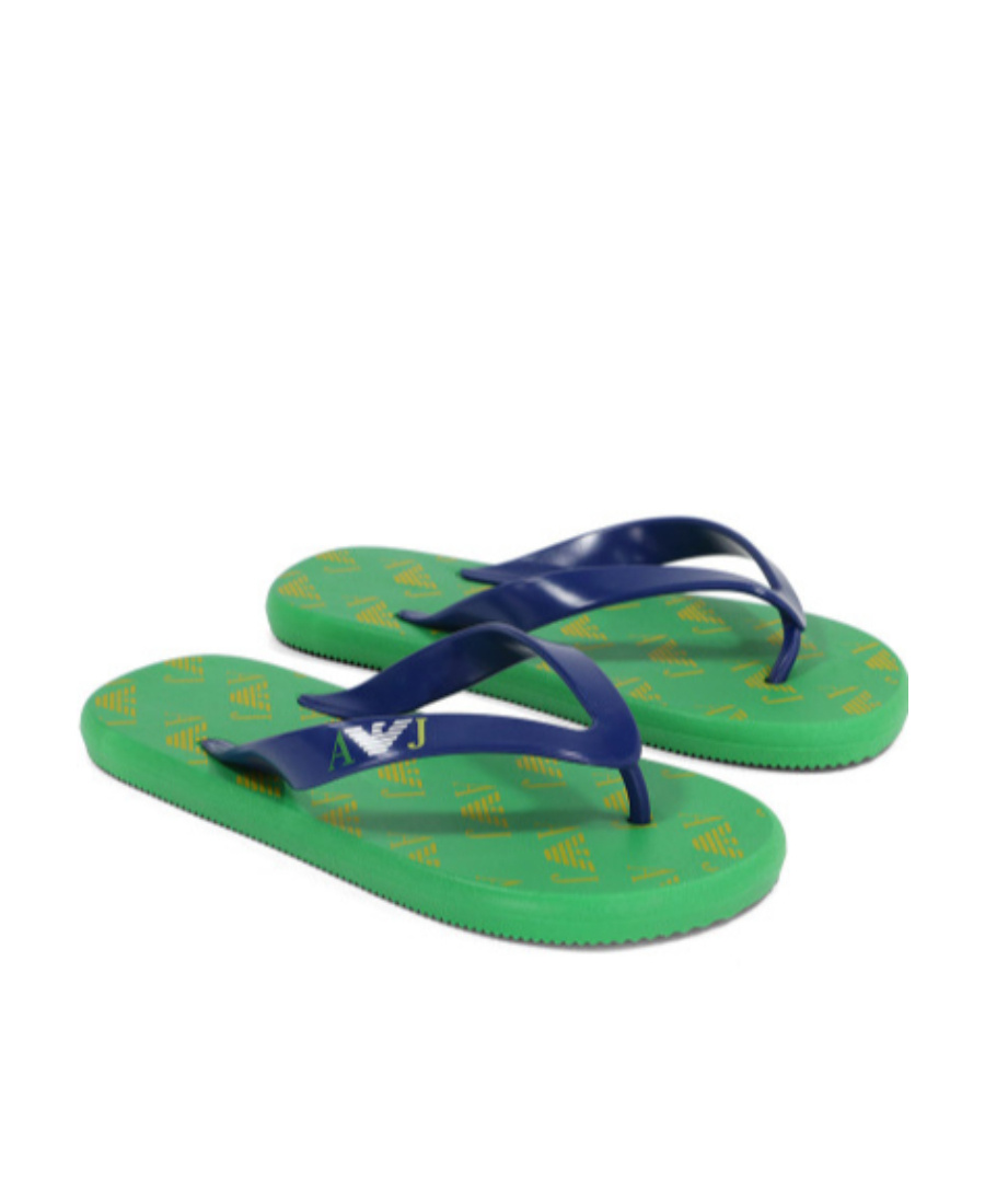 Armani Jeans Logo Flip-flops In Green