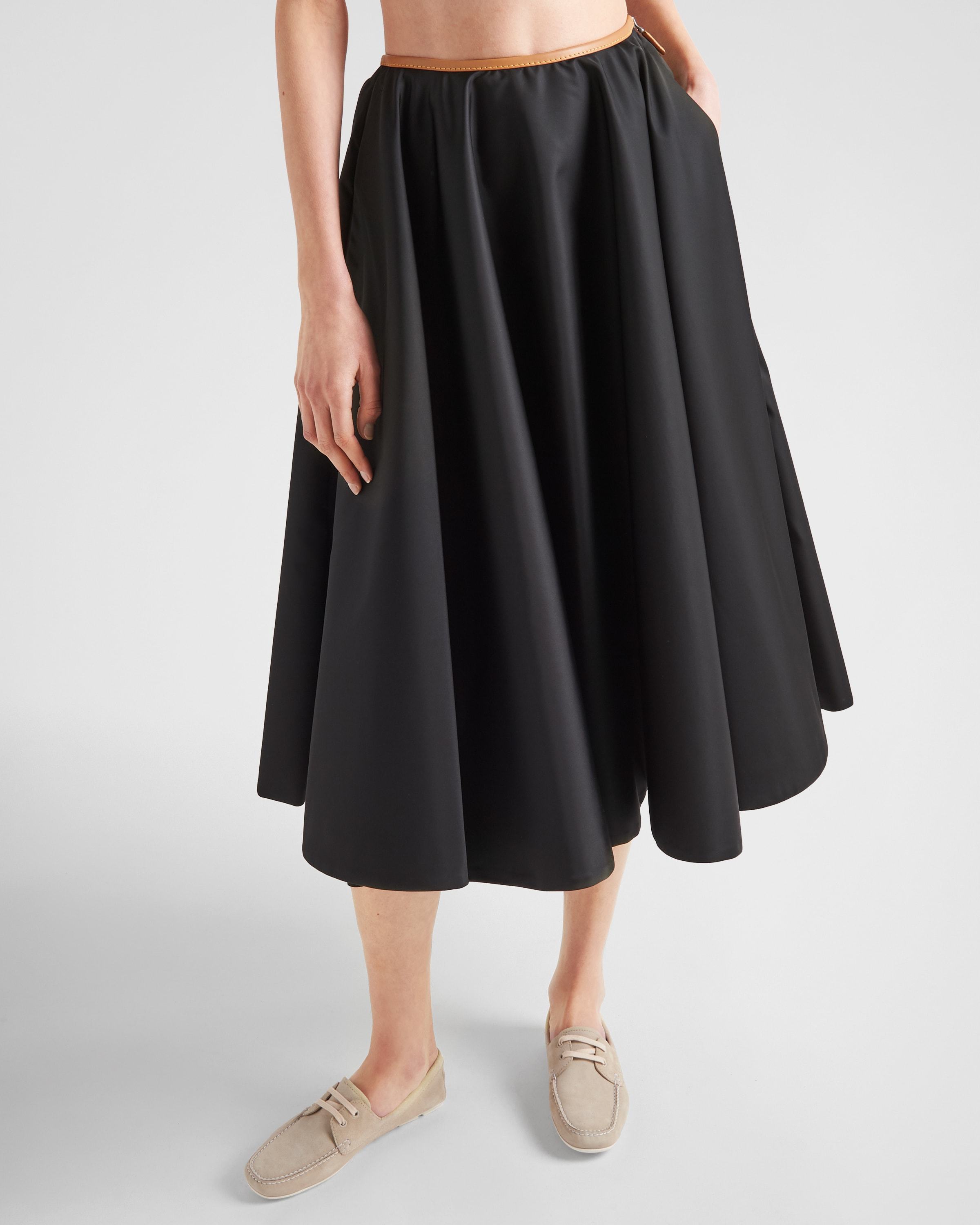 Prada Re-nylon Midi Skirt In Black
