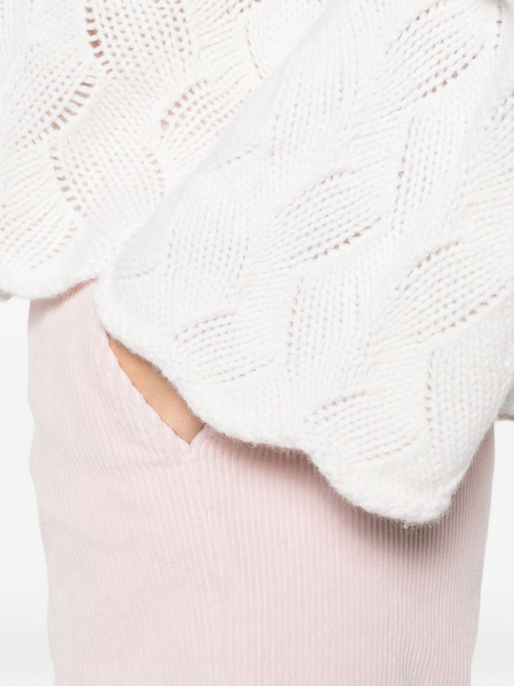 Twinset Cable-knit Turtleneck Sweater In White