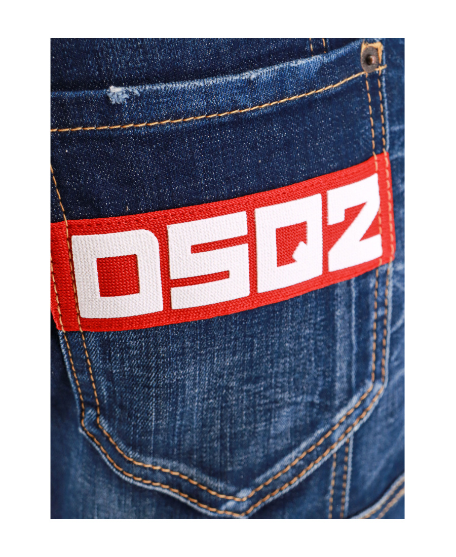 Dsquared2 Stretch Cotton Jeans With Logo Patch In Blue