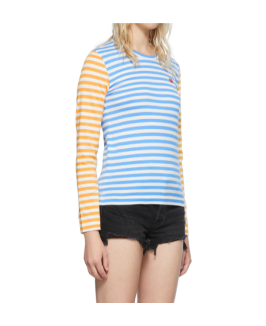 Comme Des Garçons Play Heart-patch Cotton T-shirt In Multicolor
