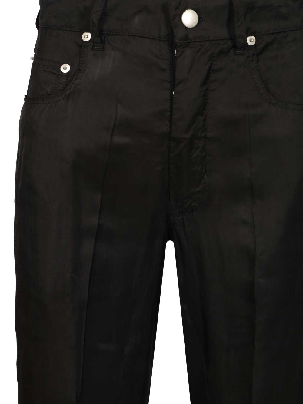 Rick Owens Geth Jeans In Fluid Cupro Twill Trousers Black In Black