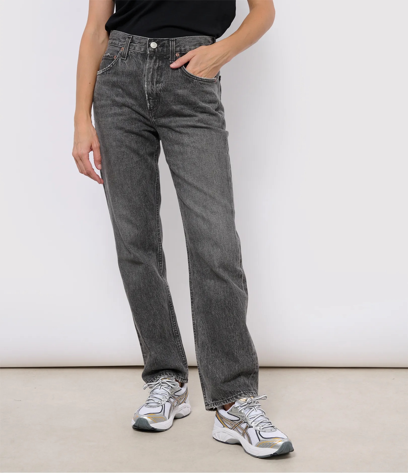 Agolde Belt-loop Jeans In Gray