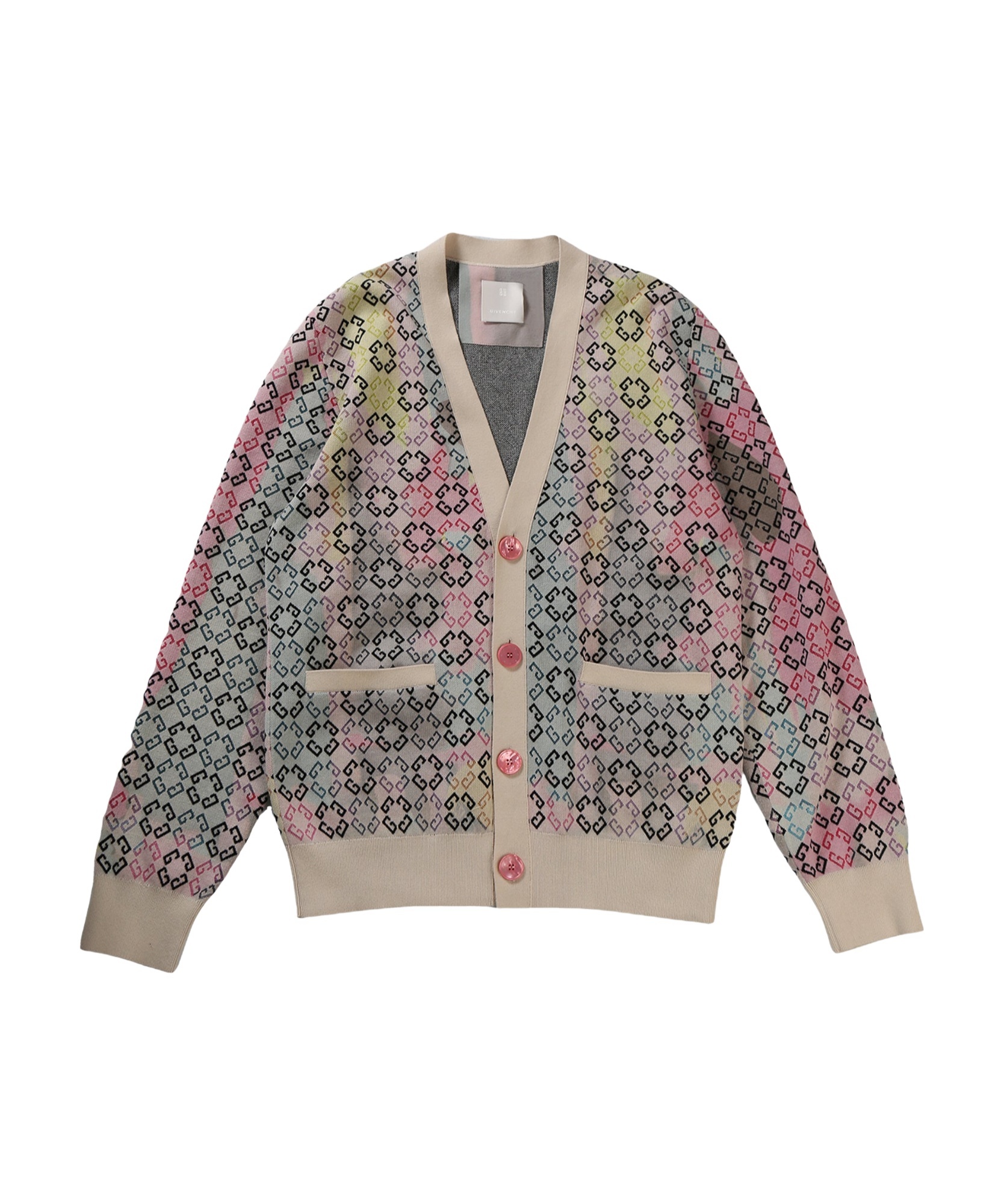 Givenchy Multicolor Cardigan In Monogram 72 Cotton In Nude