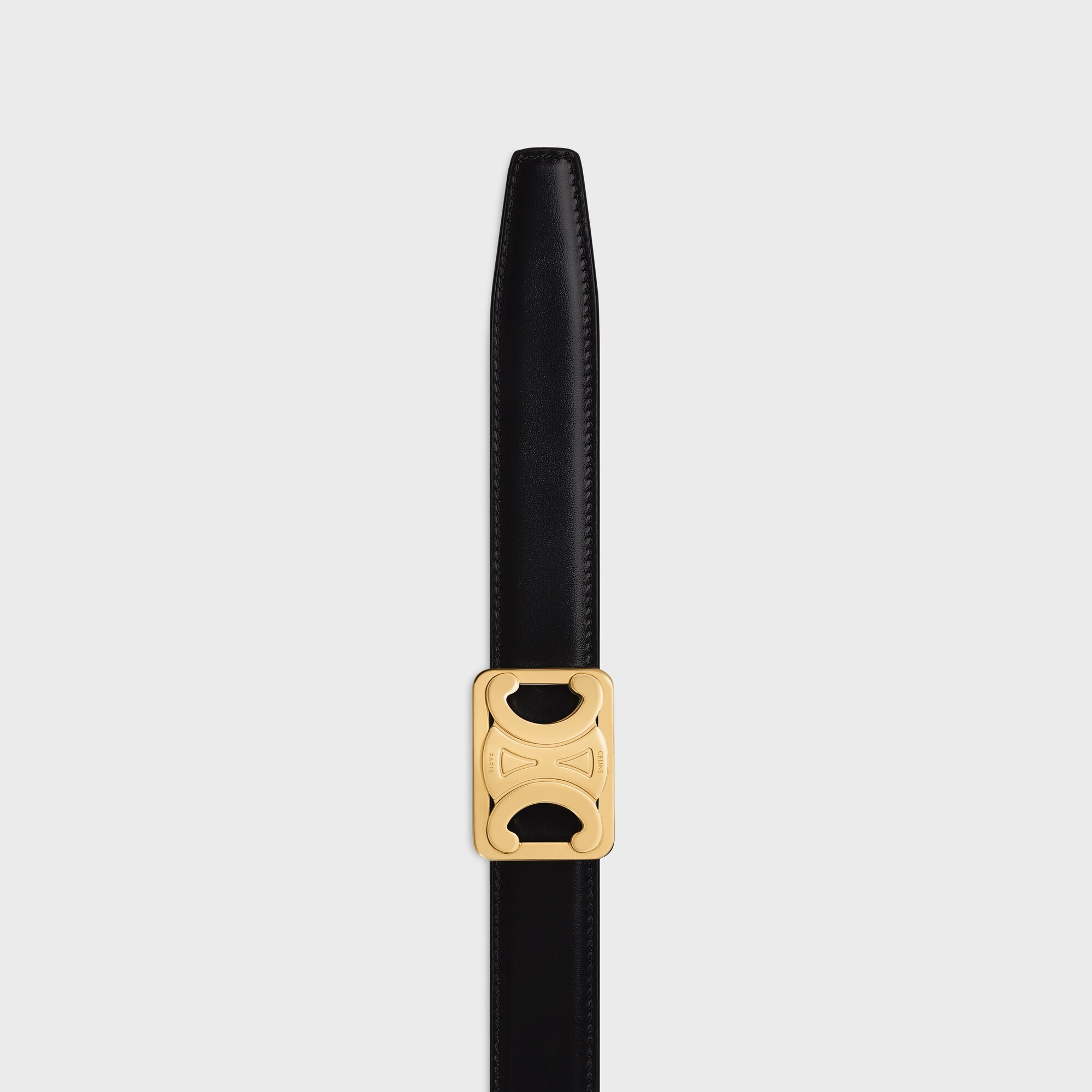 Celine Medium Reversible Framed Triomphe Belt In Taurillon In Black/nude