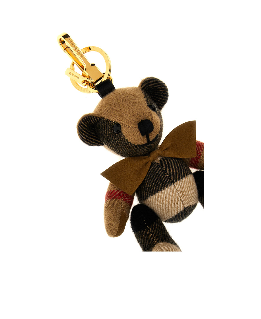 Burberry Thomas Bear Key Ring With Check Pattern In Brown
